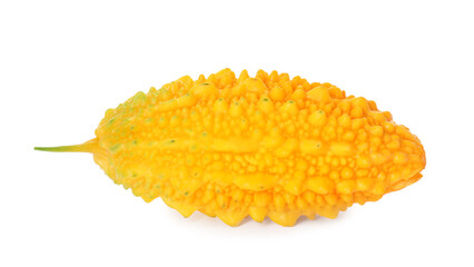 Fresh ripe bitter melon on white background