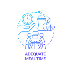 Fototapeta premium Adequate meal time blue gradient concept icon. School nutrition for better mental health abstract idea thin line illustration. Lunch period. Isolated outline drawing. Myriad Pro-Bold font used