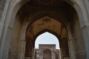 LAHORE FORT, PAKISTAN - JANUARY 20, 2017: beautiful archway to the Lahore fort