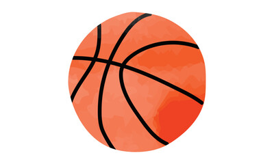 Fototapeta premium Basketball ball watercolor vector illustration vector isolated on white background. Simple basketball ball cartoon clipart. Basketball drawing style