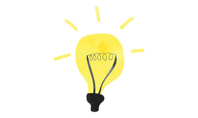 Idea bulb watercolor style vector illustration isolated on white background. Ideal bulb clipart. Light bulb shining creative idea. Retro cartoon light bulb