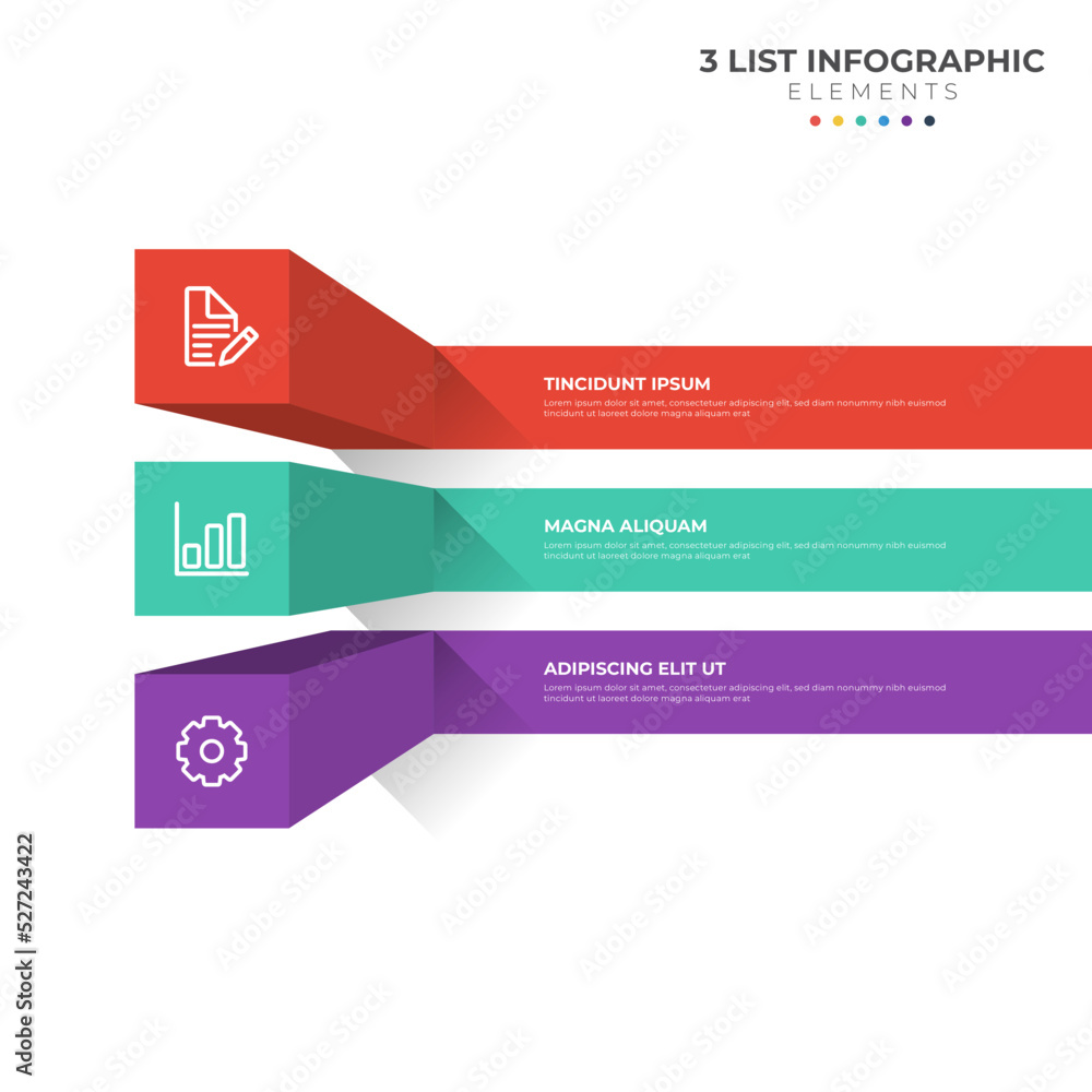 Poster 3 points of steps diagram, 3d list layout, infographic element template vector with icons