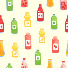 Youth pattern with a variety of stylized drinks. Background for cover design of sketchbooks and notebooks