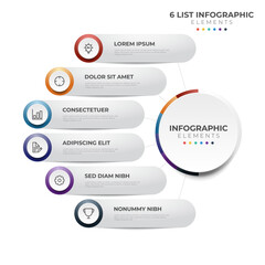 Obraz premium 6 points of steps, circular list diagram , infographic element layout template vector with icons