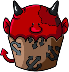devil cartoon halloween cupcake colorful