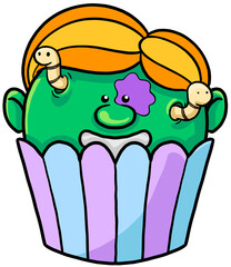 zombie cartoon halloween cupcake colorful