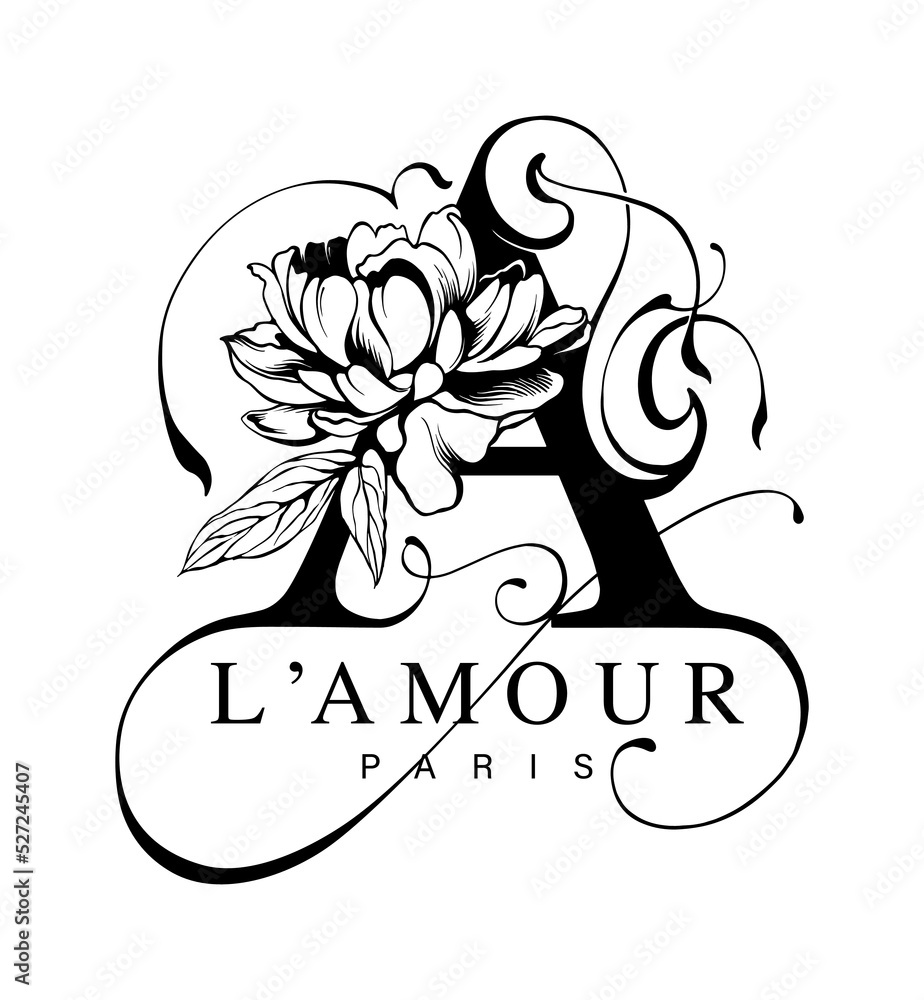 Poster custom script design for letter a with flower and slogan illustration