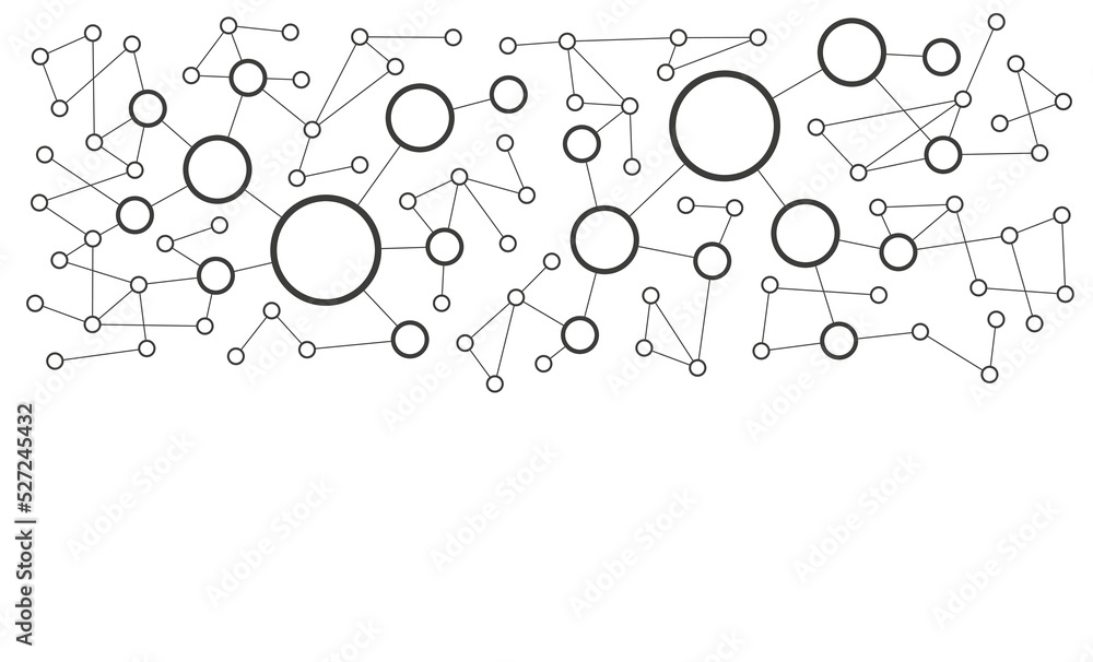 Poster Network system connected dots and lines background template. Technology information linked global digital database graphic vector.