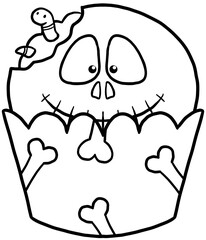 skull pirate skeleton cartoon halloween cupcake coloring