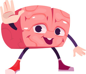 Obraz premium Brain character, Hello gesture.