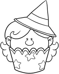 witch cartoon halloween cupcake coloring