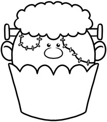 zombie cartoon halloween cupcake coloring