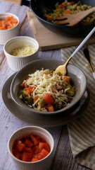 preparation of rice with vegetables and cheese