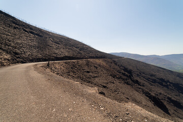 Burnt mountain after fire