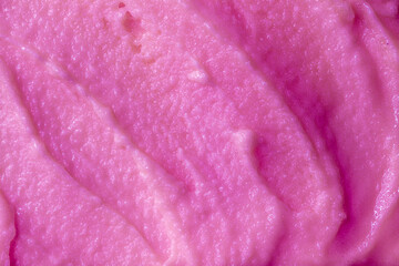 Berry yoghurt ice cream. Delicious sweet dessert close-up as a background. Smoothies from fresh fruits and berries. Ice cream texture.