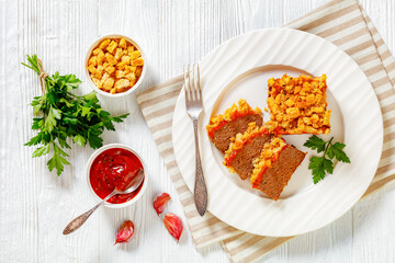Meatloaf and Stuffing Casserole ground beef dinner