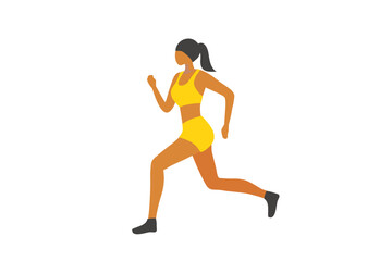 Fototapeta na wymiar Running healthy woman isolated vector illustration. Health care concept