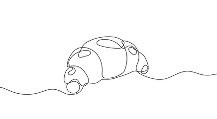 Obraz premium Continuous one line drawing silhouette of croissant. Croissant linear icon. One line drawing background. Vector illustration. Croissant linear background