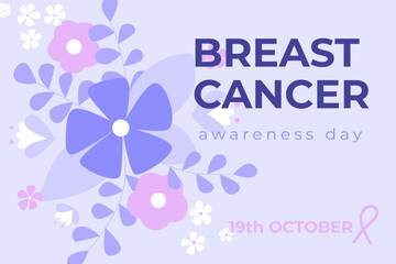 Breast cancer awareness day background with flowers.