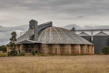 Grain silos in unusual circular formation in rural NSW