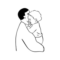 Outline crying baby illustration. Vector cartoon illustration