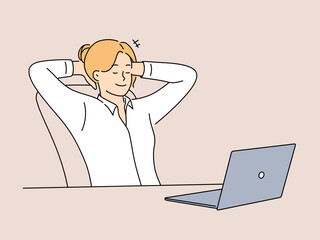 Happy businesswoman relax in office 