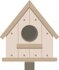 Vector wooden bird house isolated on the white background. Vector illustration