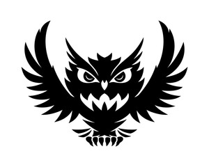 Owl icon with wings on white background.