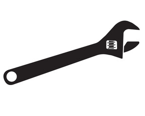 Metal adjustable wrench isolated on white background white background. Repair tool. Vector illustration