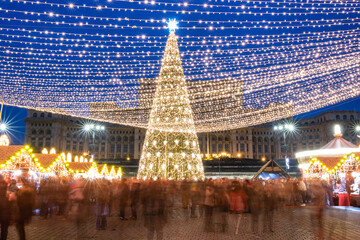Bucharest Christmas market at night
