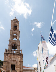 Church at Lindos with flags - Rhodes