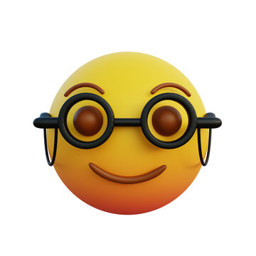 3d illustration old man emoticon wearing clear round glasses