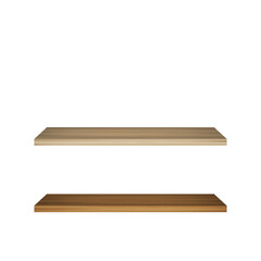 Wooden shelf. Product store. Exhibition object background.