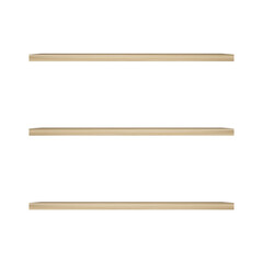 Wooden shelf. Product store. Exhibition object background.