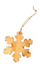Christmas isolated png wooden snowflake. Decoration element for greeting card