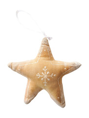 Winter Christmas New Year brown decoration of star toy. Isolated png on white background