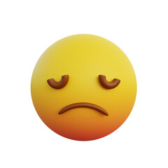 Fototapeta premium 3d illustration sad face and closed eyes emoticon
