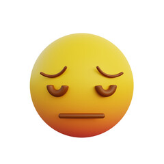 3d illustration sad and tired face emoticon