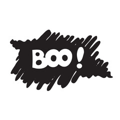 Boo hand drawn lettering. Vector isolated text.Black and white illustration.