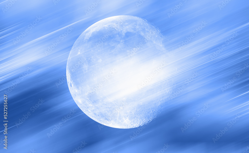 Poster Full Blue Moon with abstract background 