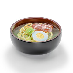 3d render illustration of Japanese food ramen with meet and egg