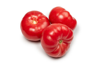 Red fresh tomato isolated on white background.