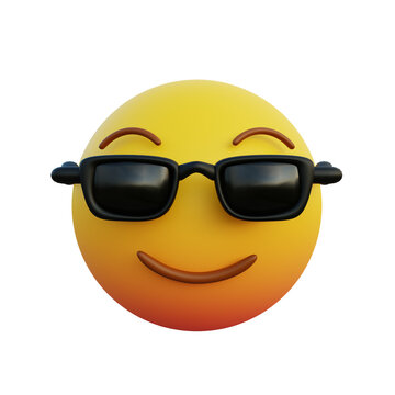3d illustration cute smiling expression emoticon while wearing sunglasses