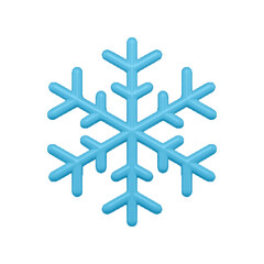 Amazing rounded blue ice snowflake with decorative ornamental glossy surface 3d vector illustration
