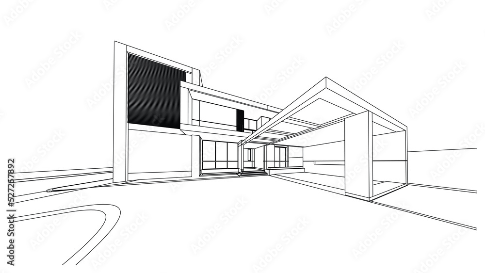 Poster wireframe of house. wireframe perspective. 3d wireframe building.