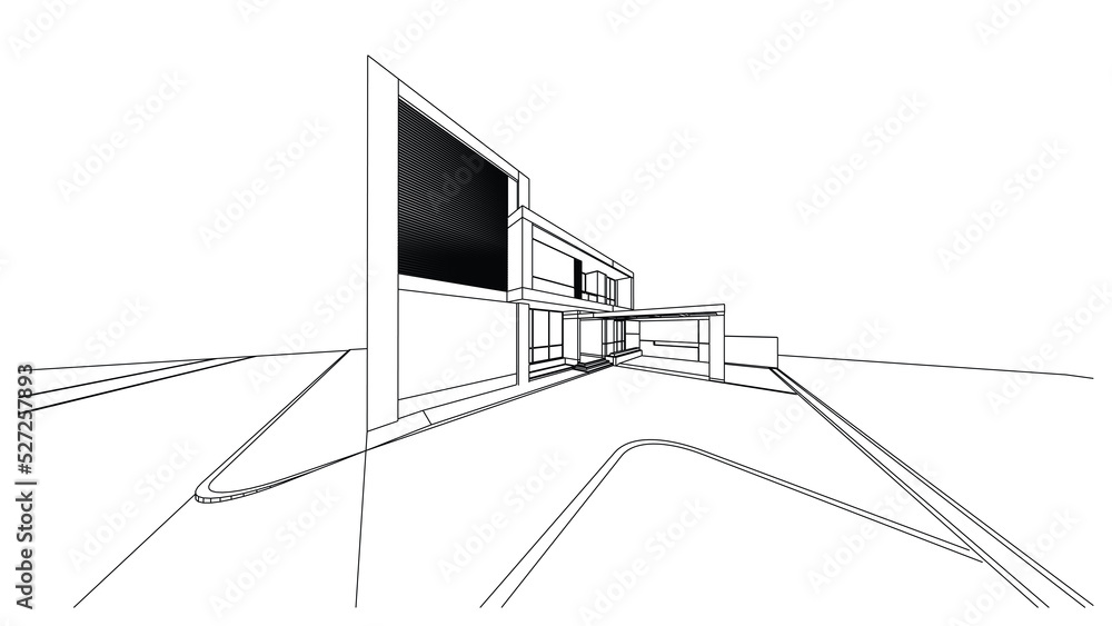 Poster wireframe of house. wireframe perspective. 3d wireframe building.