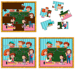 School kids photo jigsaw puzzle game