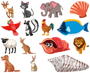 Set of various animals cartoon