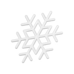 Elegant glossy metallic or glass clean surface white isometric ornamental snowflake 3d vector