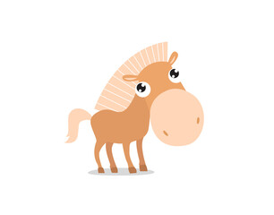 Cute horse. Farm animal. Pony. Little cute horse. Funny cartoon character.
